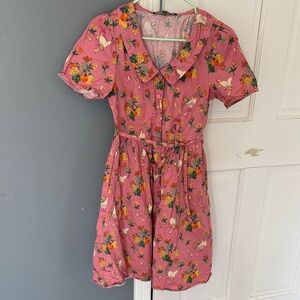 Princess Highway Pink Floral & Rooster Print Dress